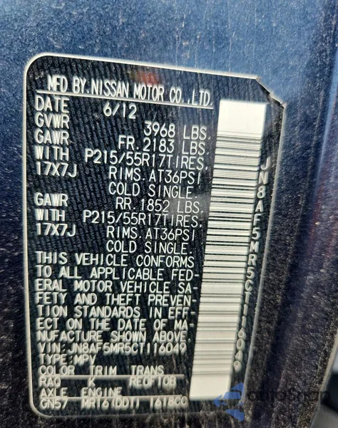 2012 Nissan Juke S from USA, damaged, VIN JN8AF5MR5CT116049